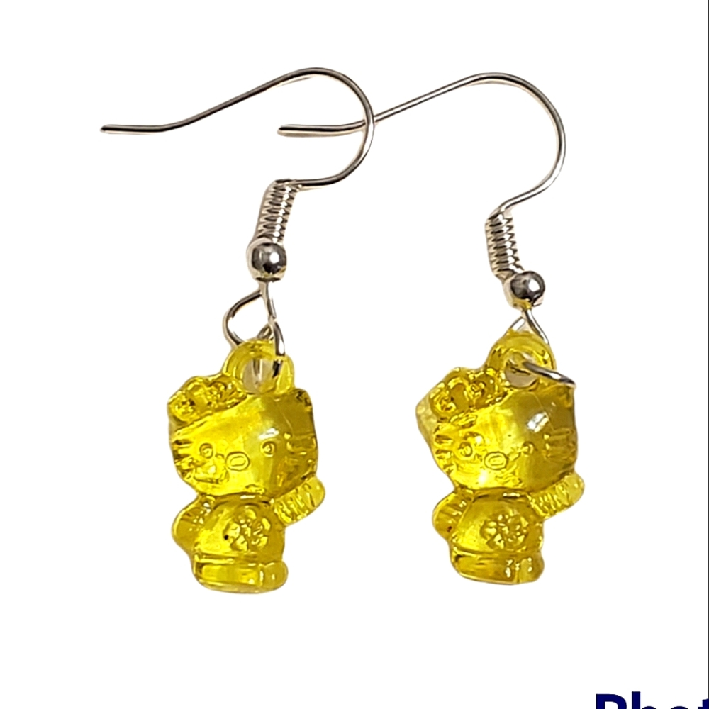 Yellow hello kitty earrings